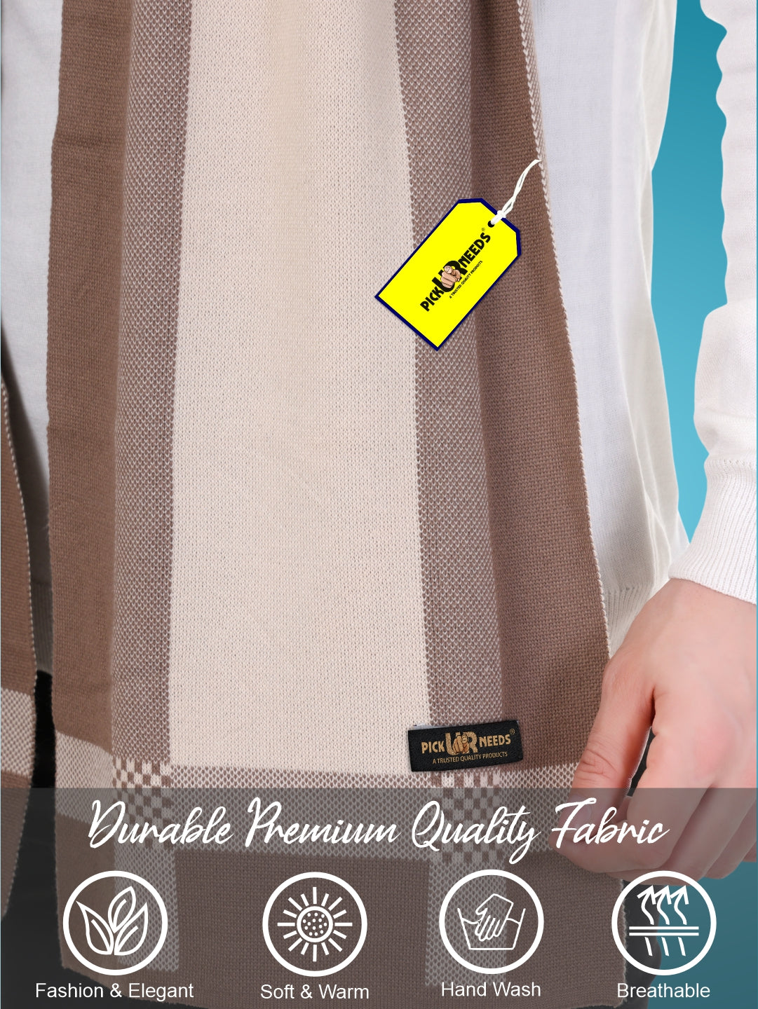 Pick Ur Needs Men’s Premium Winter Wool Muffler – Soft & Warm Knitted Scarf for Casual, Office & Travel Stylish Stripe Design