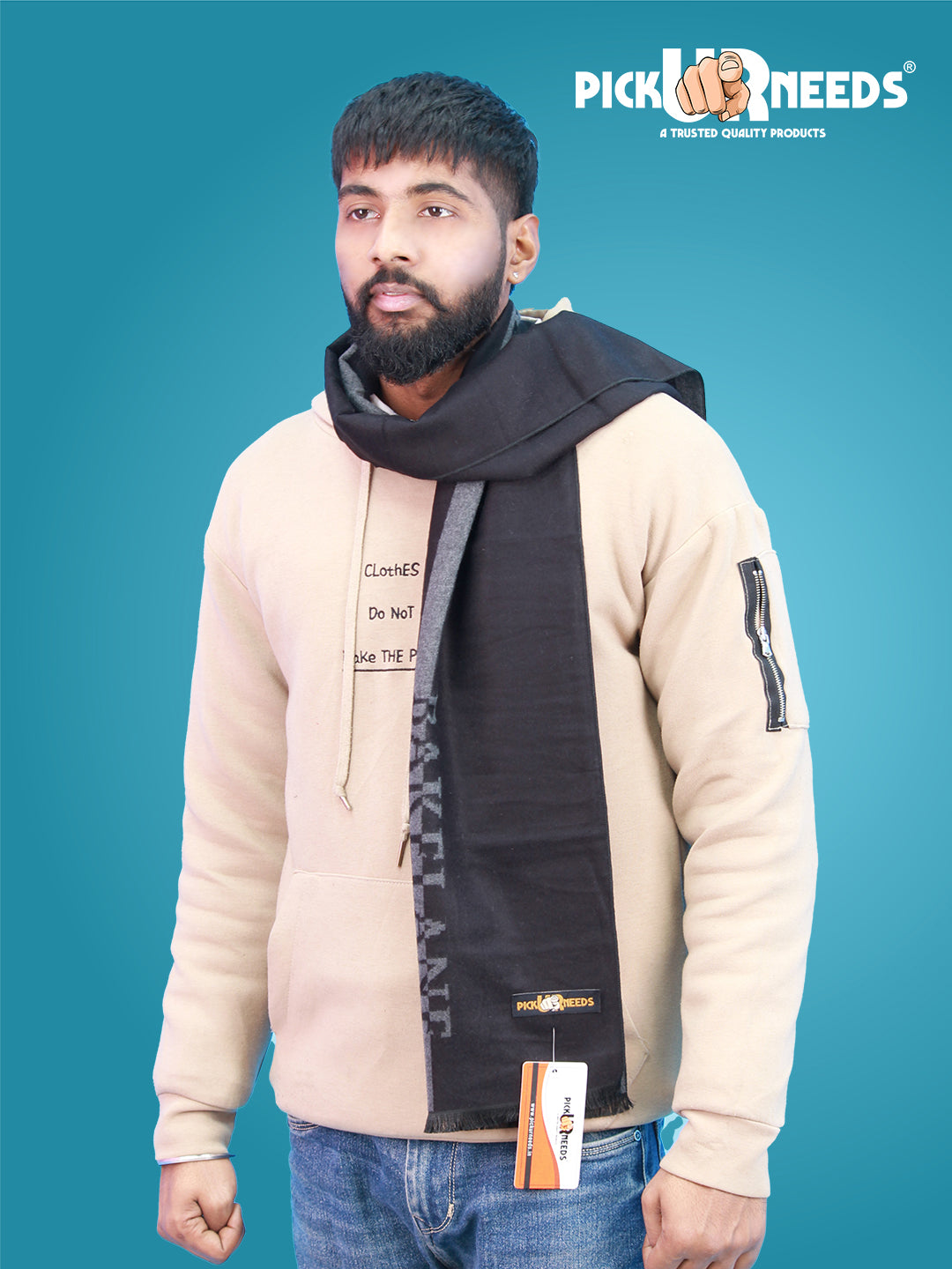 Pick Ur Needs Wool Blend Muffler for Men Soft Winter Scarf with Elegant Checks All-Day Comfort