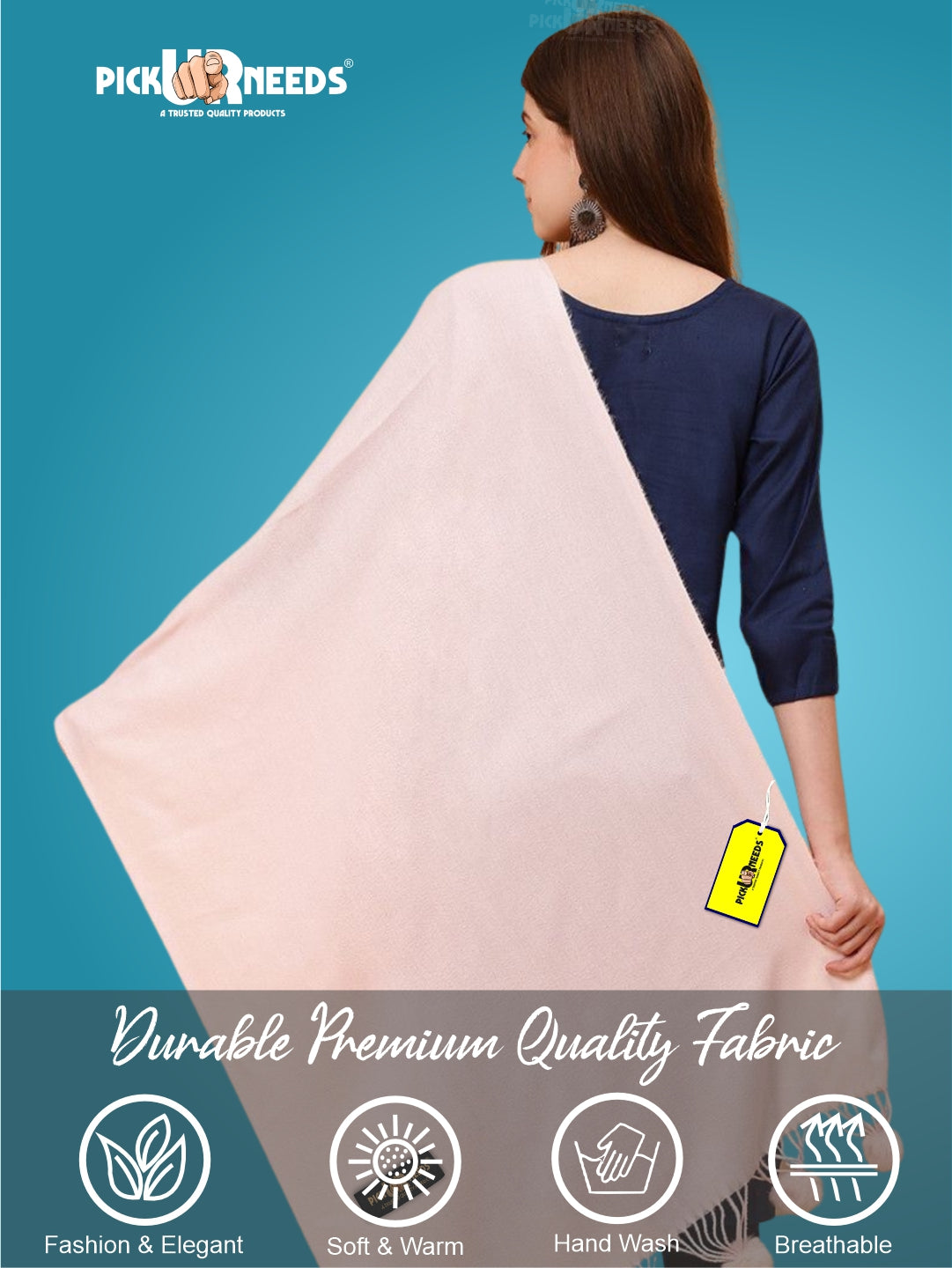 Pick Ur Needs Premium Women’s Wool Blend Scarf Soft Woolen Shawl Winter Stole with Tassels & Pom Poms