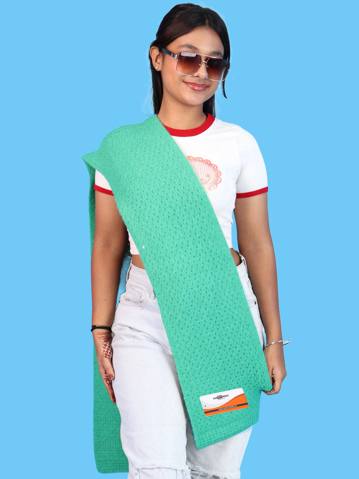 Pick Ur Needs Womens Soft Muffler Scarf, Lightweight Knitted Winter Stole, Warm & Cozy Long Neck Wrap for Women & Girls