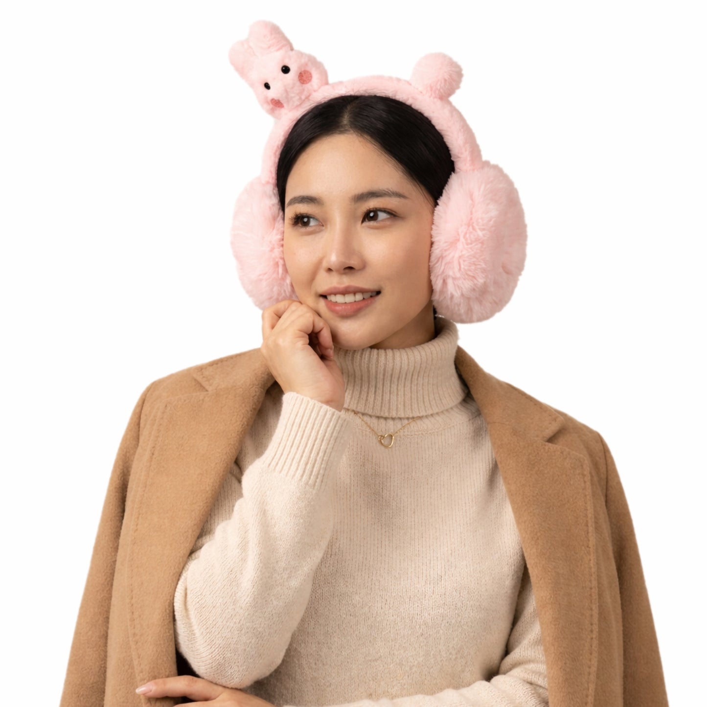 Pick Ur Needs Cute Bunny Ear Muffs for Women & Kids – Foldable Ultra-Soft Winter Earmuffs, Lightweight Plush Ear Warmers