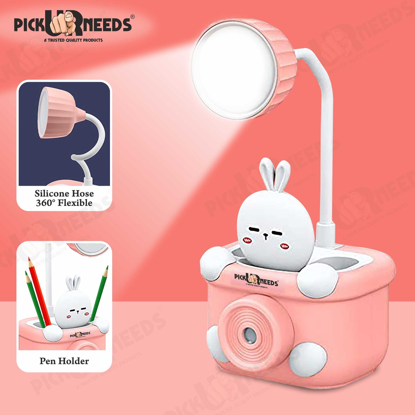 Pick Ur Needs Multi-Functional Study Lamp Desk Lamp with Sharpener and Pen Holder Study Lamp  (20 cm, Brown)
