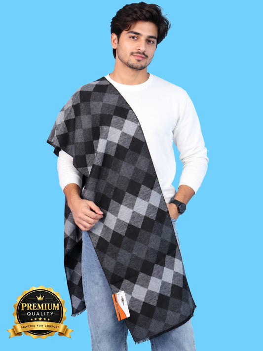 Pick Ur Needs Premium Winter Muffler for Men & Boys Soft & Warm Checkered Design Woolen Style Scarf Stylish Long Neck Wrap for Winter Wear