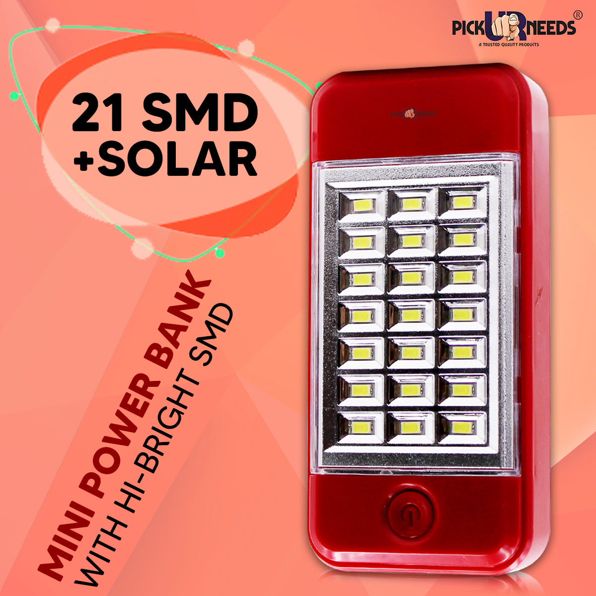 Pick Ur Needs Solar Power Bank Cum 21 Hi-Bright Led 6 hrs Lantern Emergency Light