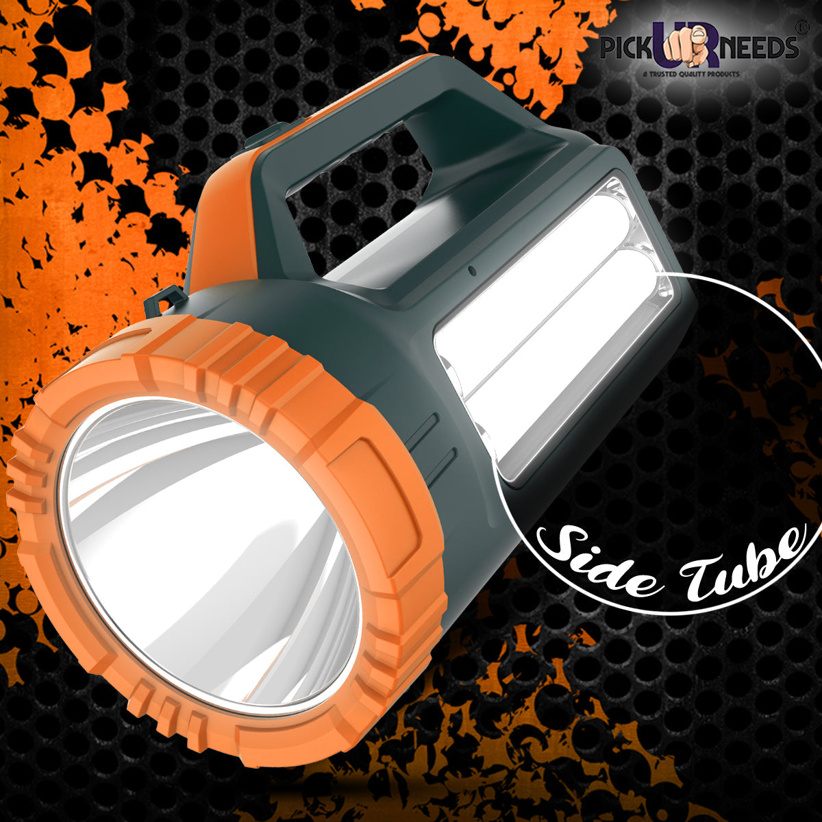 Pick Ur Needs Long Range Search Torch Light Emergency Rechargeable Handheld Torch + Side 2 Tube