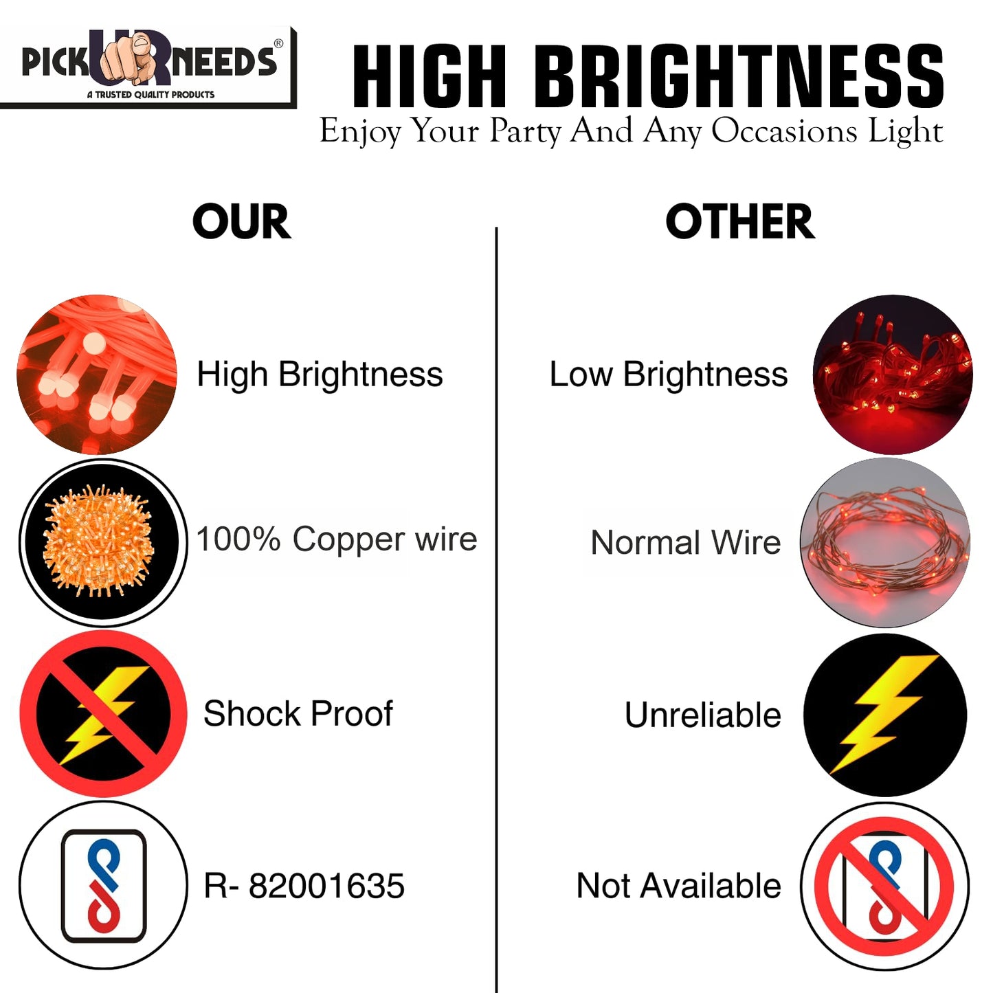 Pick Ur Needs 40 LEDs 15 m Orange Steady String Rice Lights