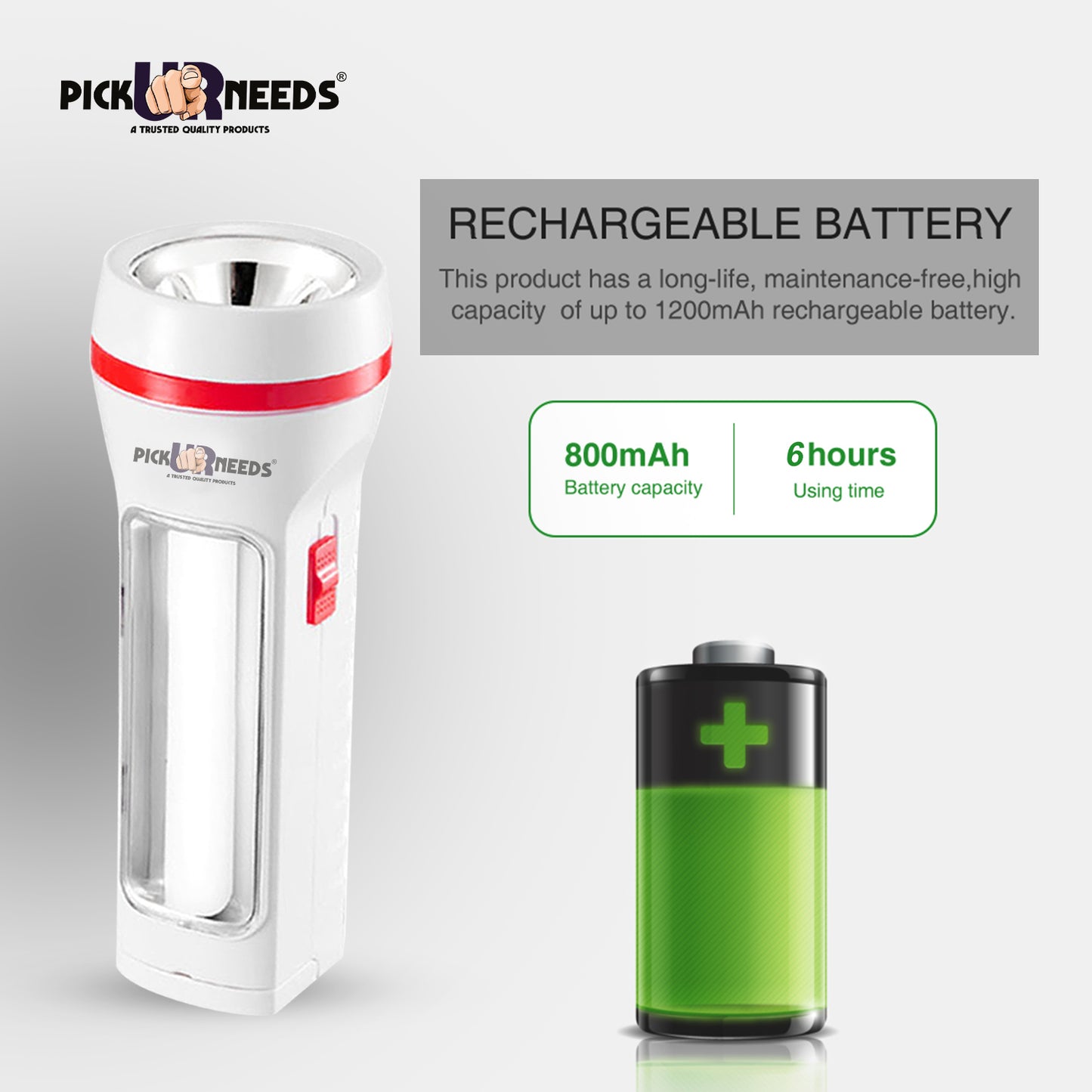 Pick Ur Needs Emergency LED Rechargeable 35W Search Torch Light With Slide Charging Plug