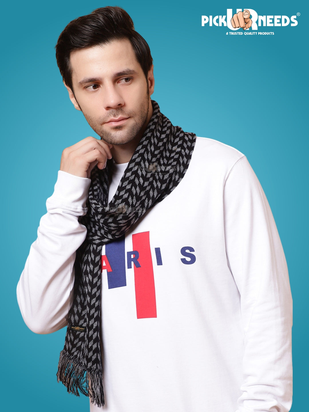 Pick Ur Needs Men's Stylish Zig Zag Knit Scarf  Soft, Warm & Breathable Fabric for Causal & Formal Wear Winter Muffler