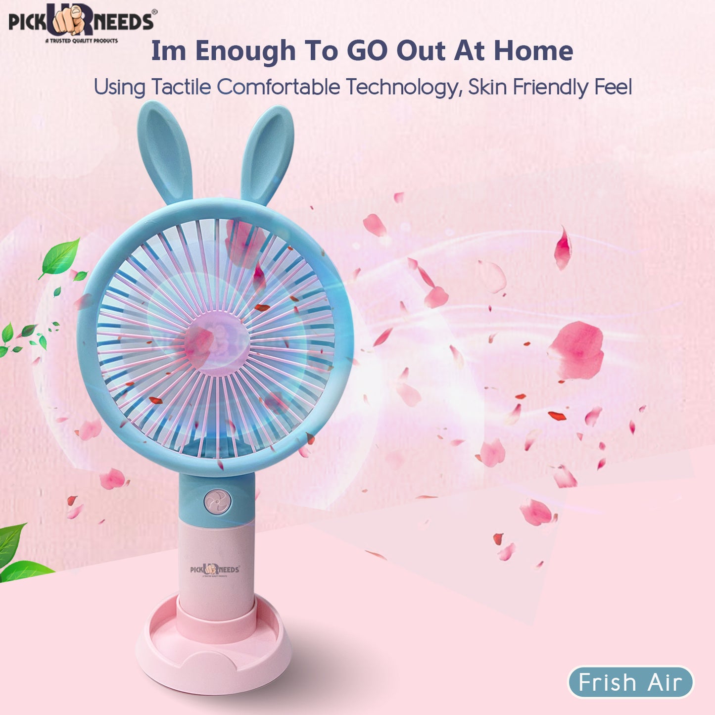 Pick Ur Needs Mini Handheld Rechargeable Portable Fan Small Cartoon Design USB Charging 5 Blade Portable Table Fan