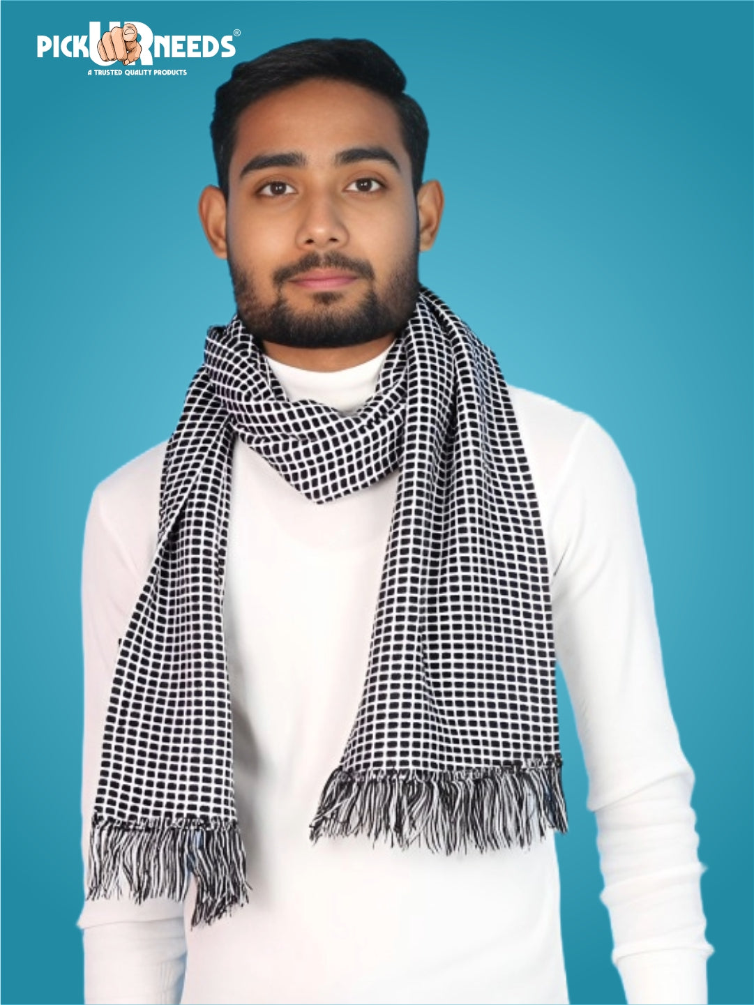 Pick Ur Needs Premium Winter Muffler Soft Warm Woolen for Men Scarf with Stylish Check Pattern Long & Comfortable Cold Weather Neck Wrap