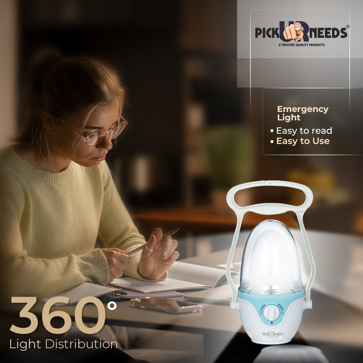 Pick Ur Needs Home Emergency Rechargeable LED Lantern Lamp Light With Solar Panel 12 hrs Lantern Emergency Light (With Solar)