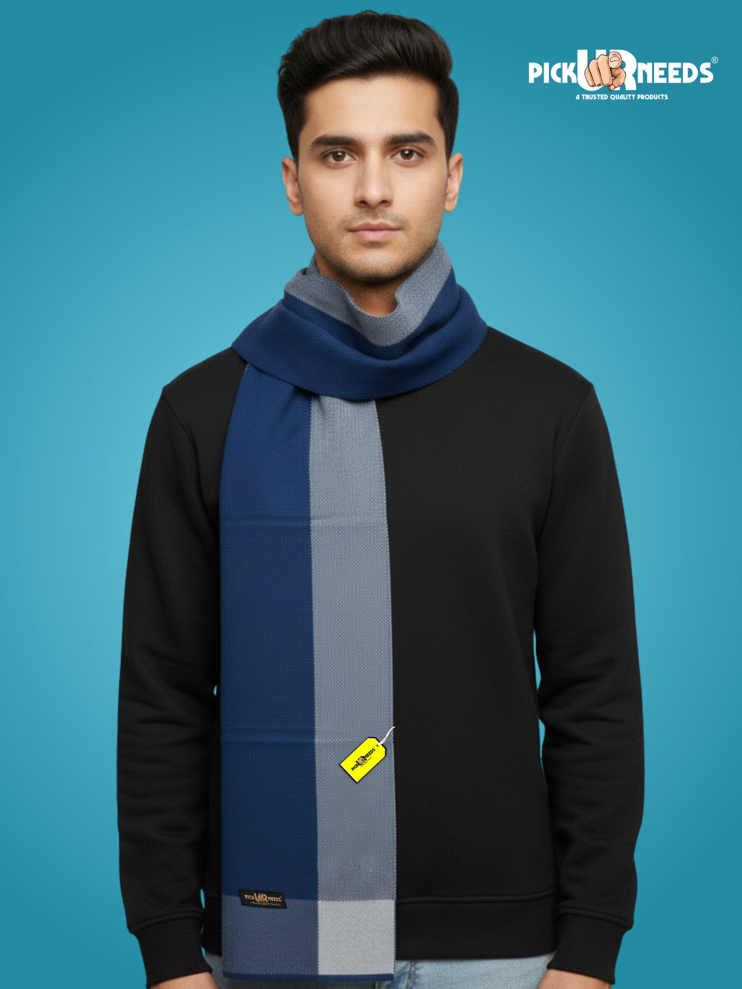Pick Ur Needs Men’s Premium Winter Wool Muffler – Soft & Warm Knitted Scarf for Casual, Office & Travel Stylish Stripe Design