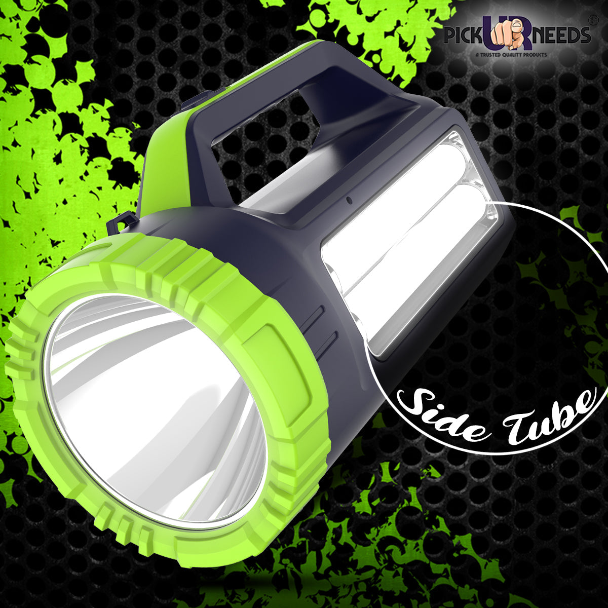 Pick Ur Needs Long Range Search Torch Light Emergency Rechargeable Handheld Torch + Side 2 Tube