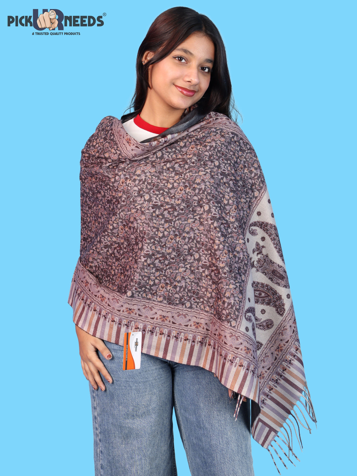 Pick Ur Needs Women Winter Shawl & Muffler Soft Warm Floral Paisley Printed Stole with Tassels Stylish Lightweight Neck Wrap Scarf for Women & Girls