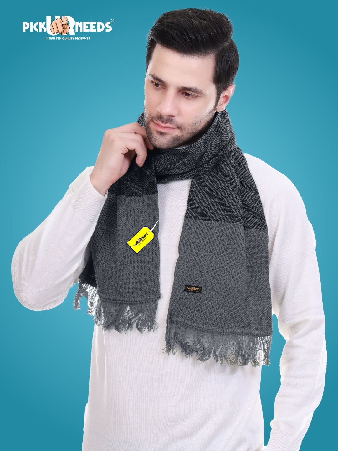Pick Ur Needs Men’s Premium Winter Scarf Soft Knitted Muffler with Diamond Pattern Warm, Stylish & Lightweight for Cold Weather