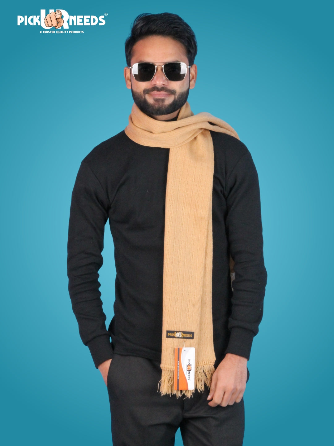 Pick Ur Needs Men’s Winter Woolen Muffler Soft & Warm Knitted Scarf with Fringes Premium Warm Mufflers