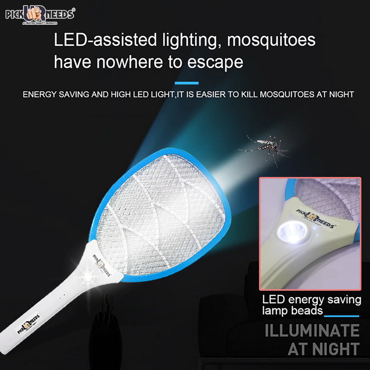 Pick Ur Needs Mosquito Racket Bat Rechargeable Anti Electric Insect Killer Racquet Bat | Fly Swatter with USB Charging