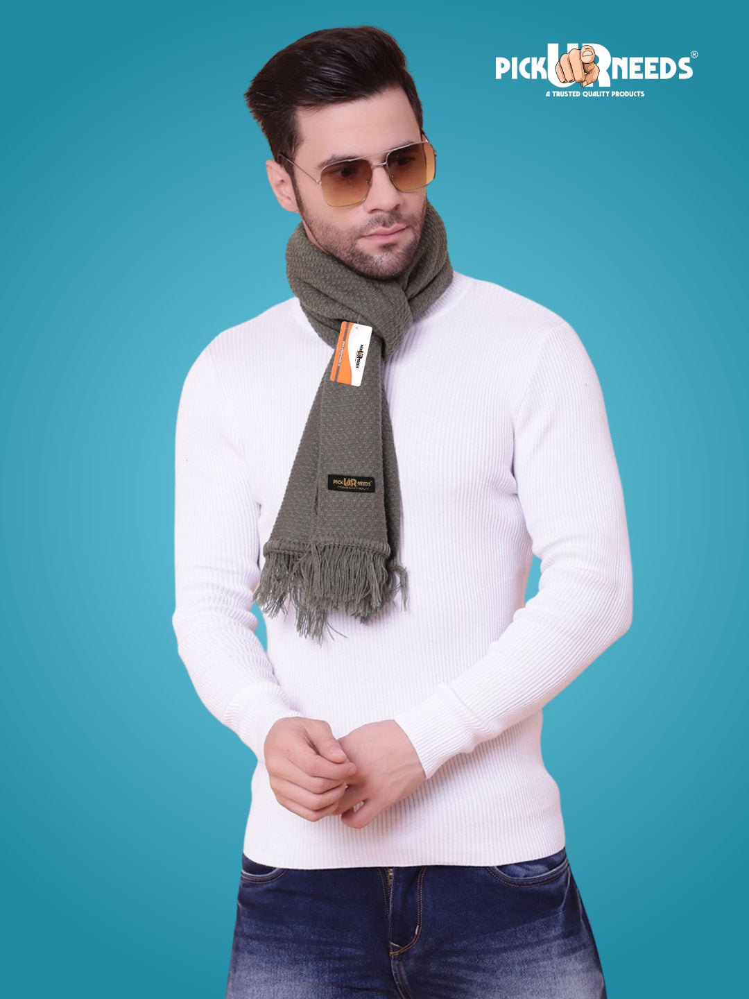 Pick Ur Needs Premium Soft Knitted Winter Muffler for Men Elegant Wool Blend Scarf with Tassel Fringe Stylish Warm Winter Wear for Casual & Formal Outfits