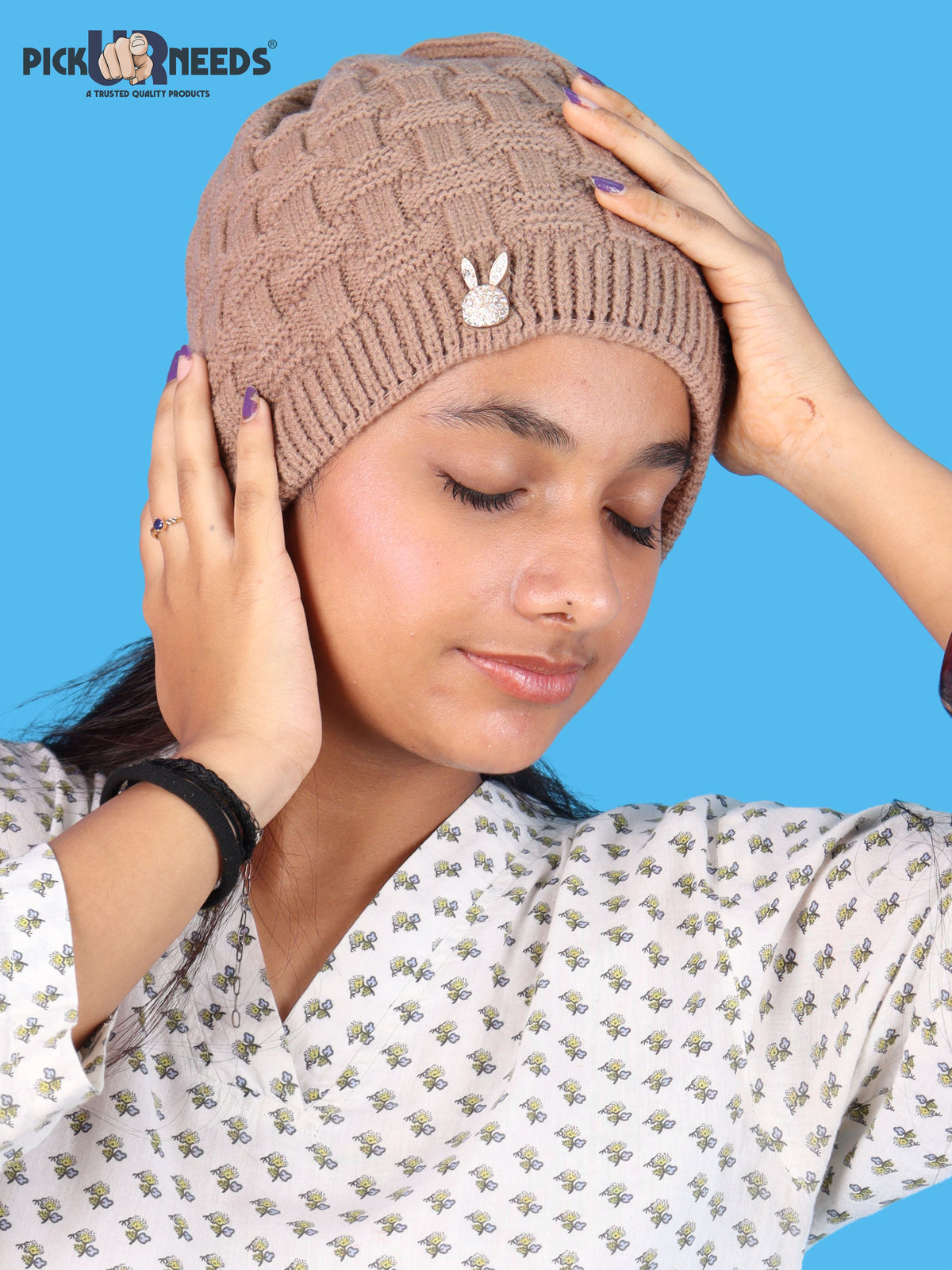 Pick Ur Needs Stylish Winter Cap for Women & Girls Warm Cozy Stretchable with Soft Knit Fabric