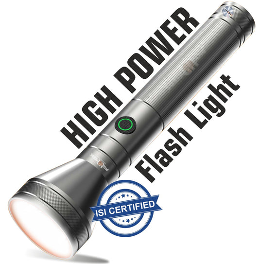 Pick Ur Needs High Bright 100W Chargeable Torch Aluminum Body Type C Charging 1200mAh Battery 5 hrs Torch Emergency Light  (Silver)