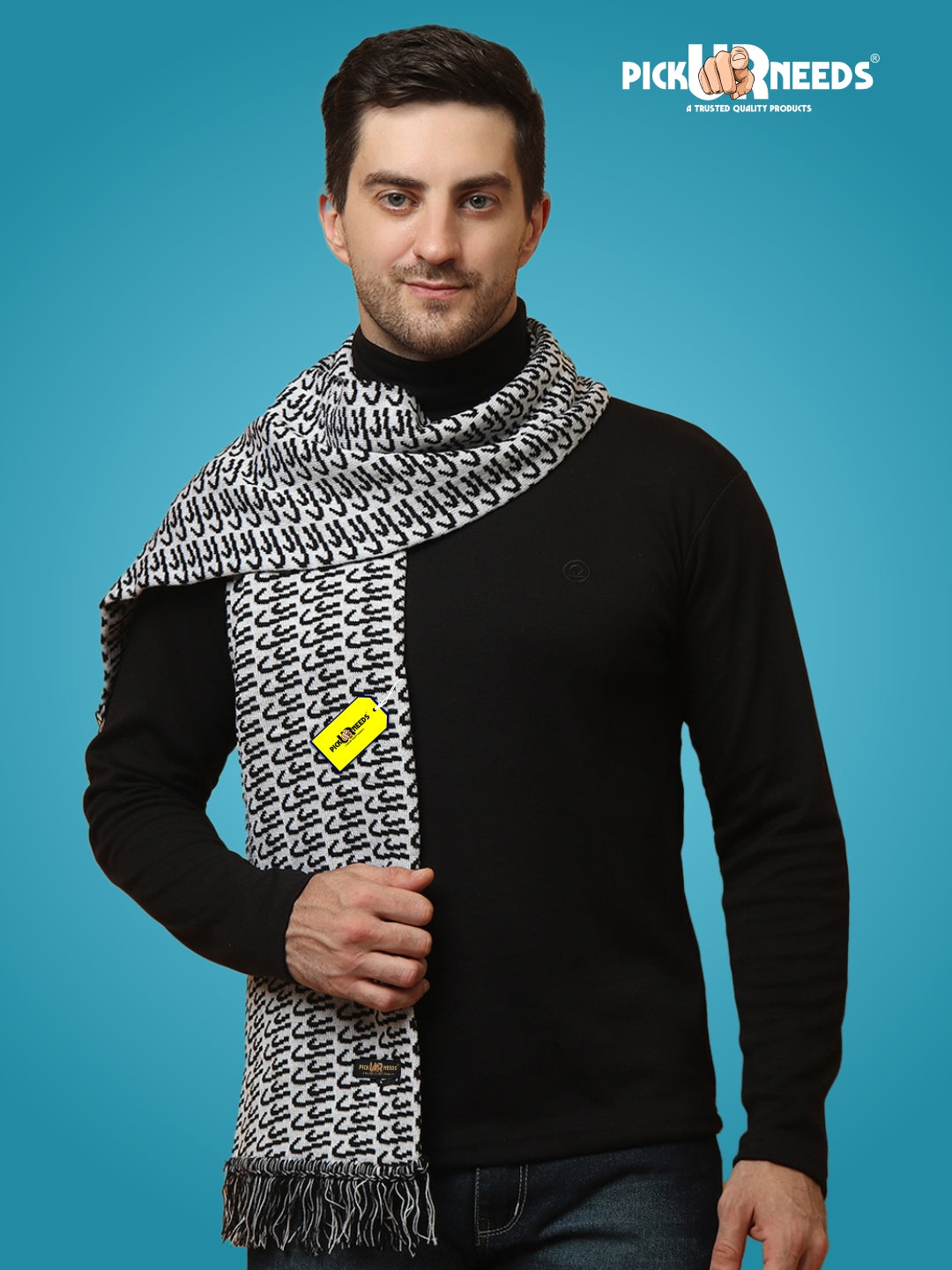 Pick Ur Needs Premium Winter Knit Muffler for Men Soft Woolen Neck Scarf with Stylish Pattern Warm & Comfortable Winter Wear for Outdoor & Casual Use
