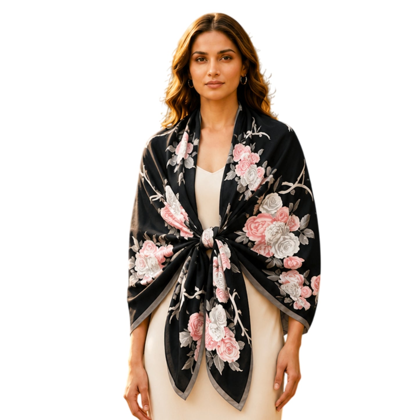 Pick Ur Needs Summer Silk Floral Printed Scarf for Womens & Girls Elegant Neck, Head & Shoulder Wrap Soft Lightweight Fashion Stole