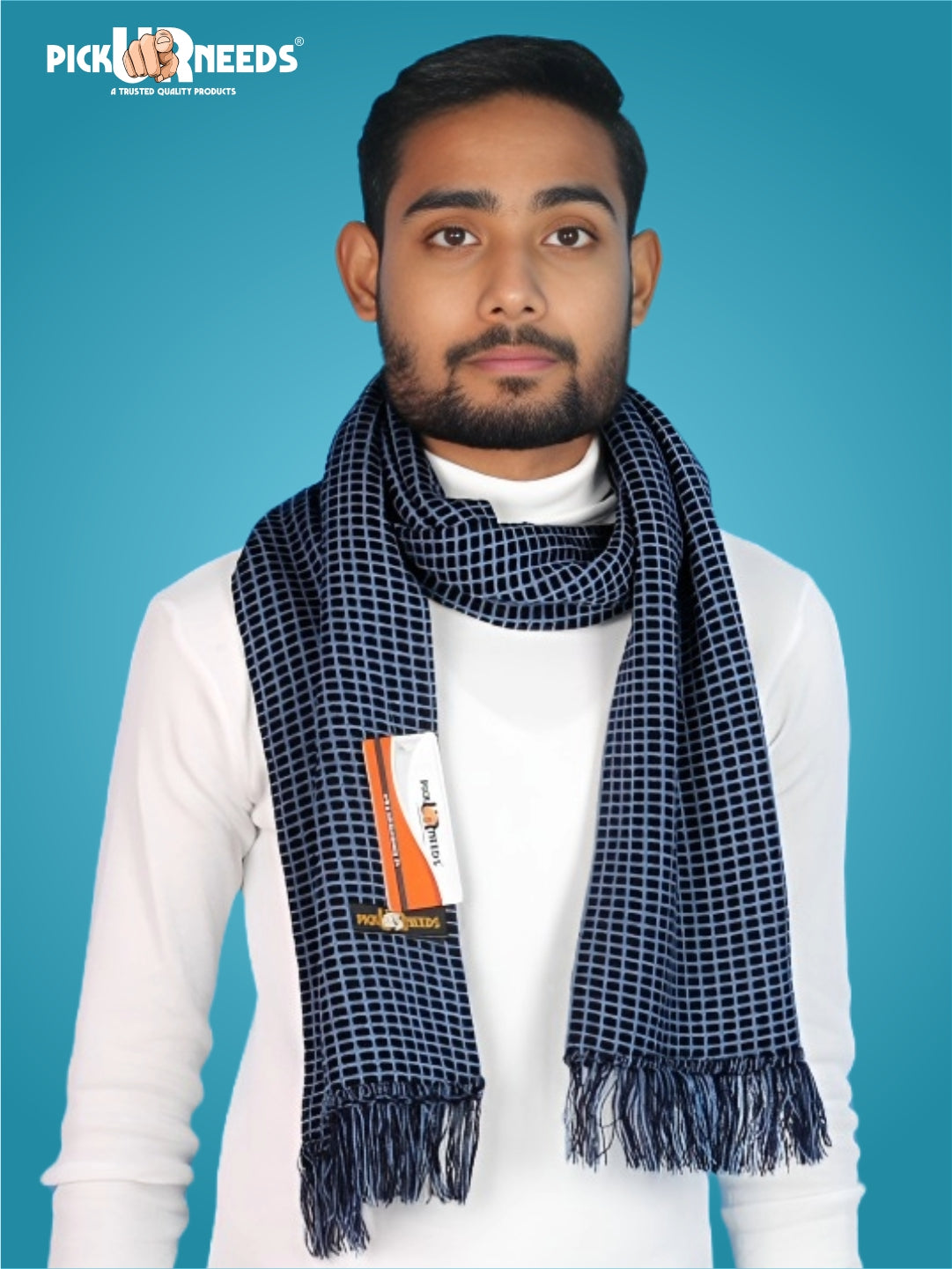 Pick Ur Needs Premium Winter Muffler Soft Warm Woolen for Men Scarf with Stylish Check Pattern Long & Comfortable Cold Weather Neck Wrap