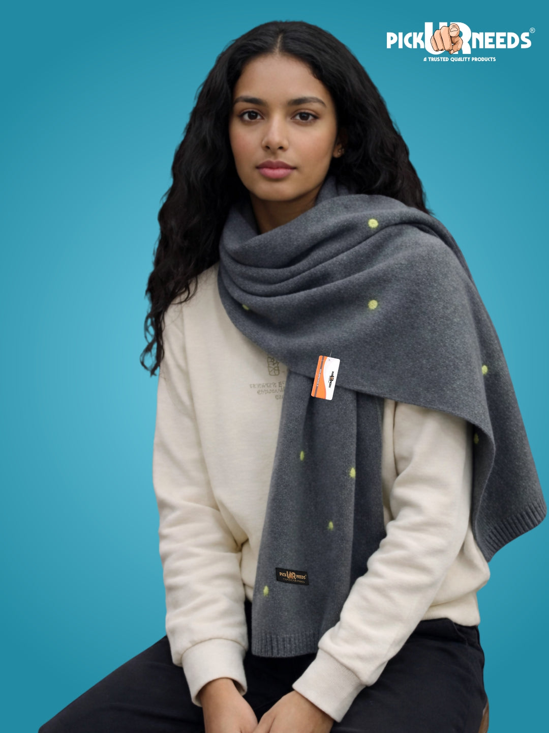 Pick Ur Needs Women's Knit Shawl Wrap with Border Soft, Warm & Lightweight Winter Stole Elegant Tan Bordered Scarf for Girls