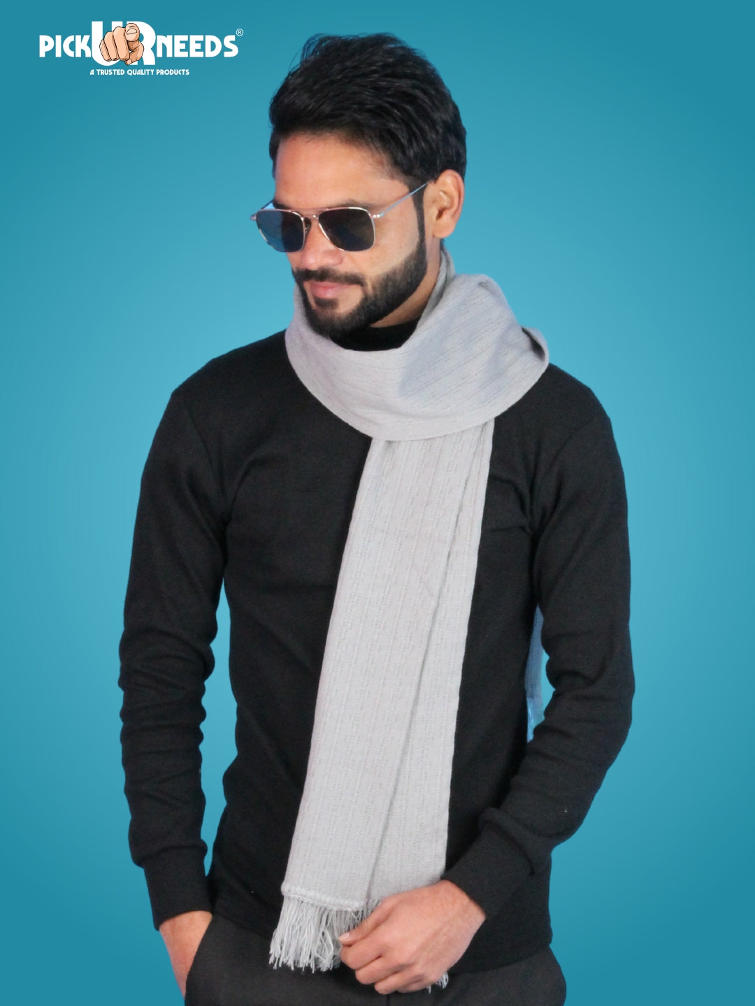 Pick Ur Needs Men’s Winter Woolen Muffler Soft & Warm Knitted Scarf with Fringes Premium Warm Mufflers