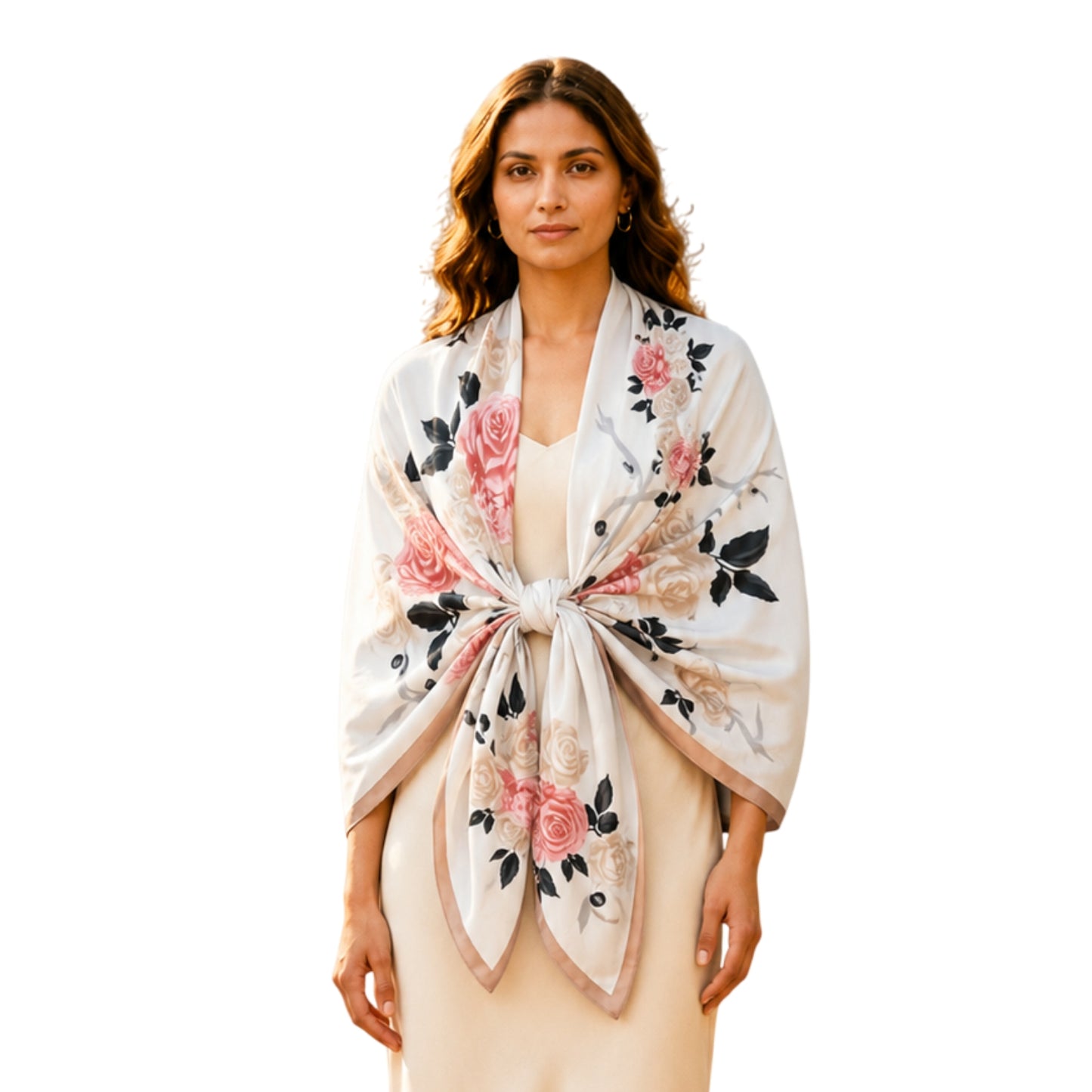Pick Ur Needs Summer Silk Floral Printed Scarf for Womens & Girls Elegant Neck, Head & Shoulder Wrap Soft Lightweight Fashion Stole