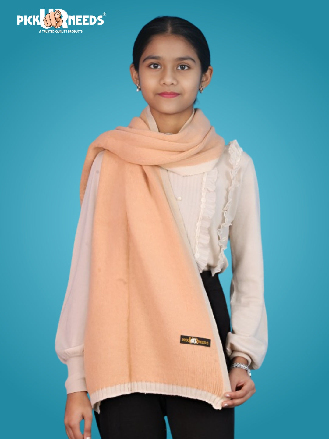 Pick Ur Needs Women's Knit Shawl Wrap with Border Soft, Warm & Lightweight Winter Stole Elegant Tan Bordered Scarf for Girls