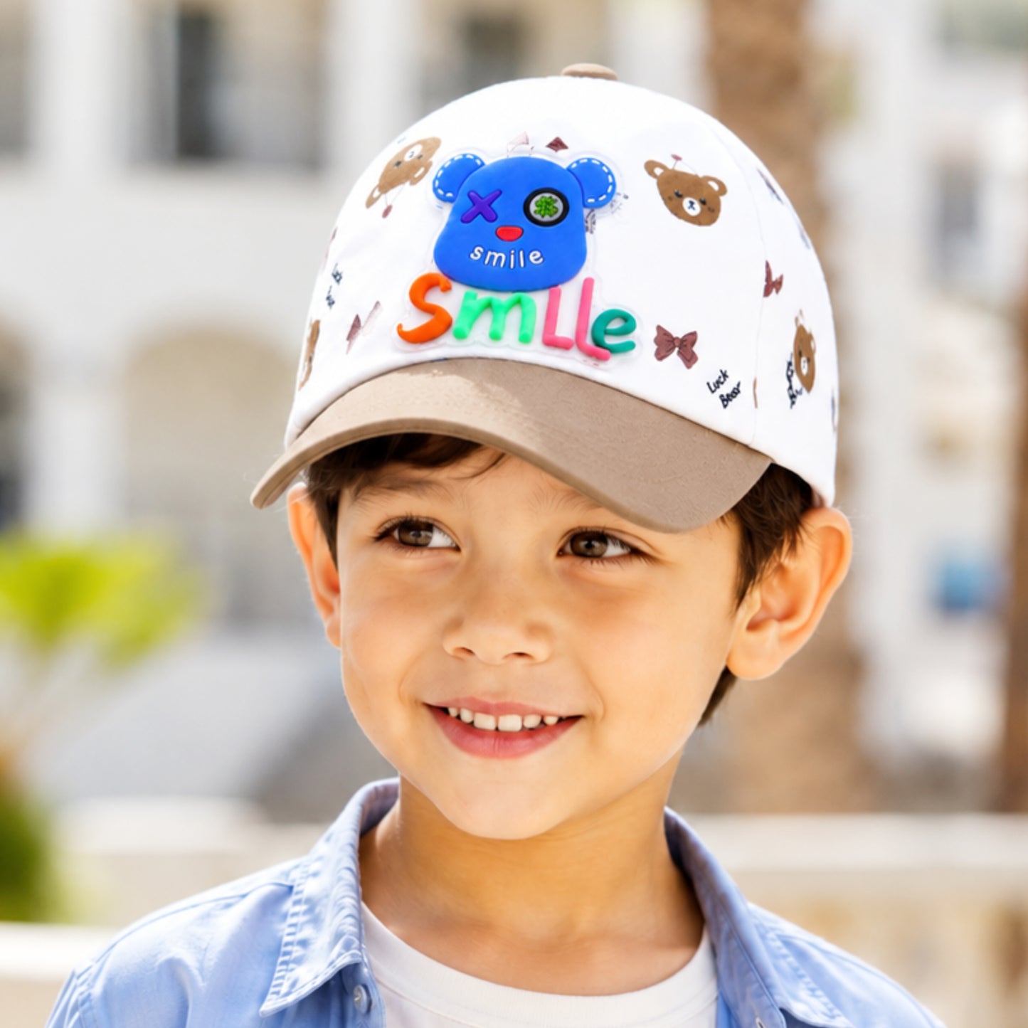 Pick Ur Needs Cute Smile Bear Kids Baseball Cartoon Printed Adjustable Cap for Boys & Girls Lightweight Hat