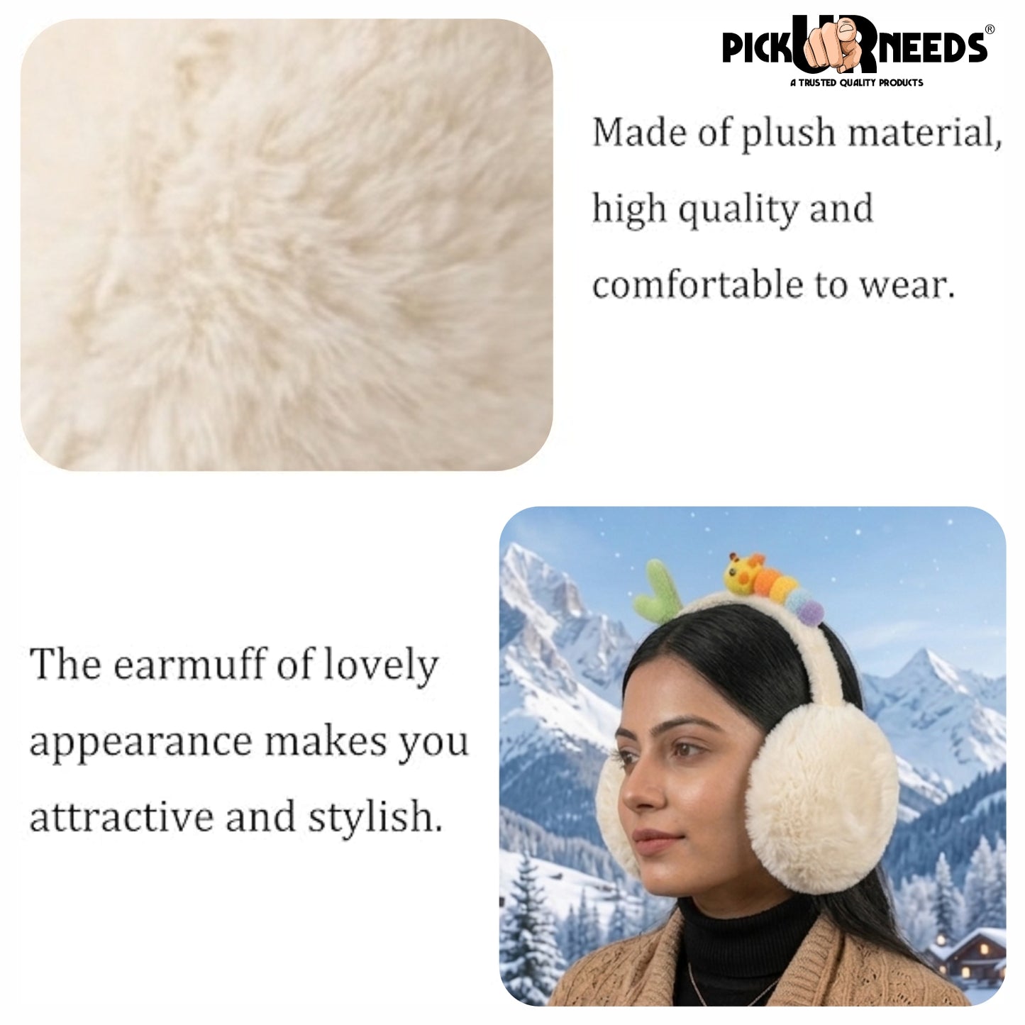 Pick Ur Needs Stylish Stone Design Foldable / Adjustable Ear Muff High Quality Furr Ear Warmer Ear Muff