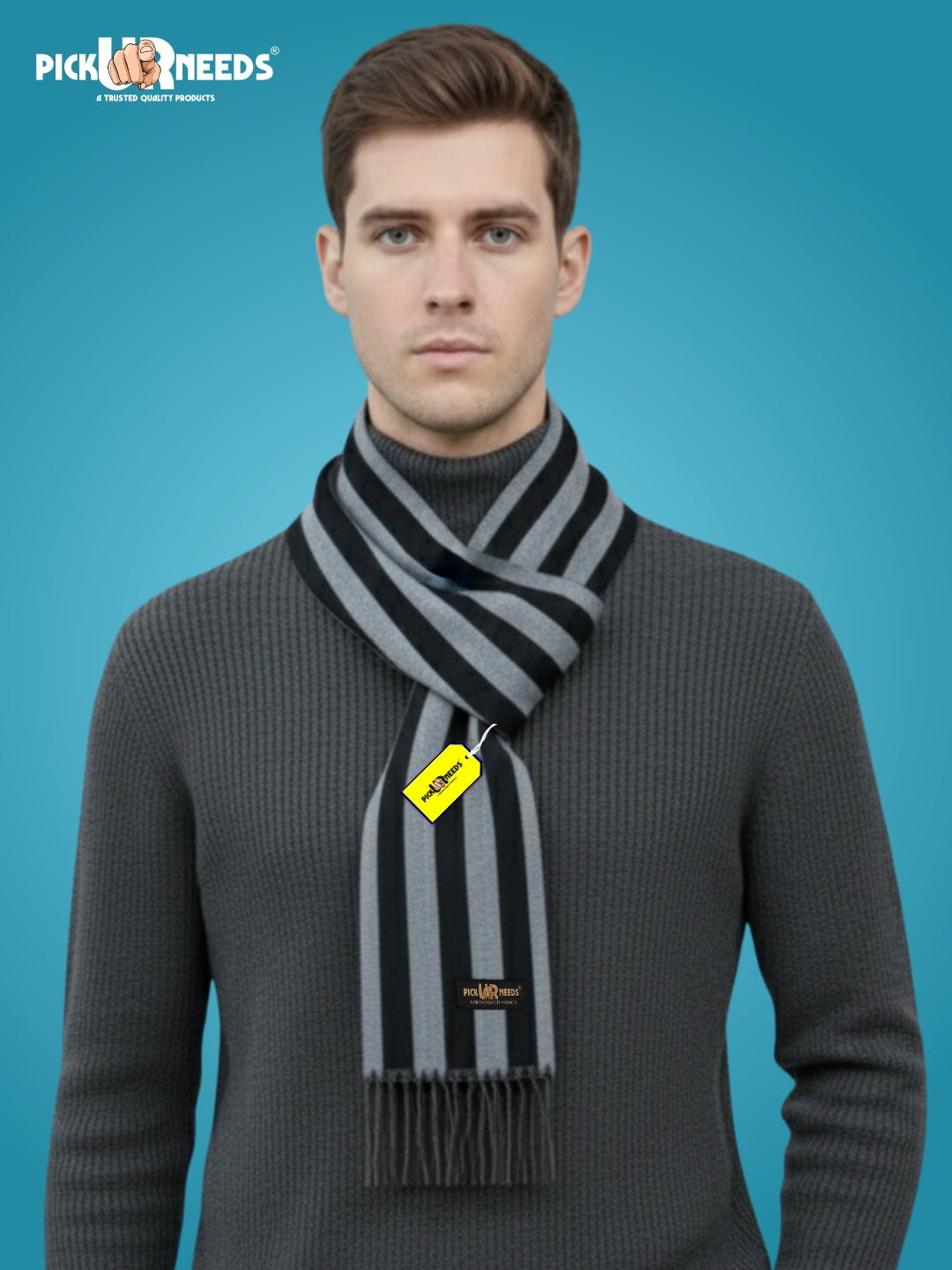 Pick Ur Needs Premium Soft Winter Muffler for Men Stylish Striped Woolen Scarf Warm & Comfortable