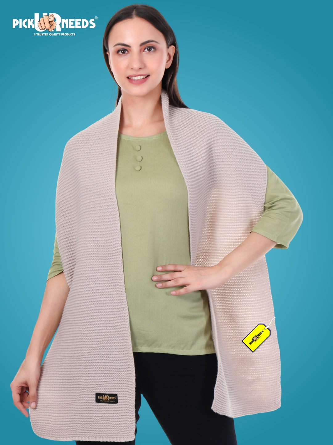 Pick Ur Needs Premium Knitted Winter Shawl/Stole for Women | Soft & Warm Woolen Wrap | Multipurpose Muffler,Shrug & Scarf