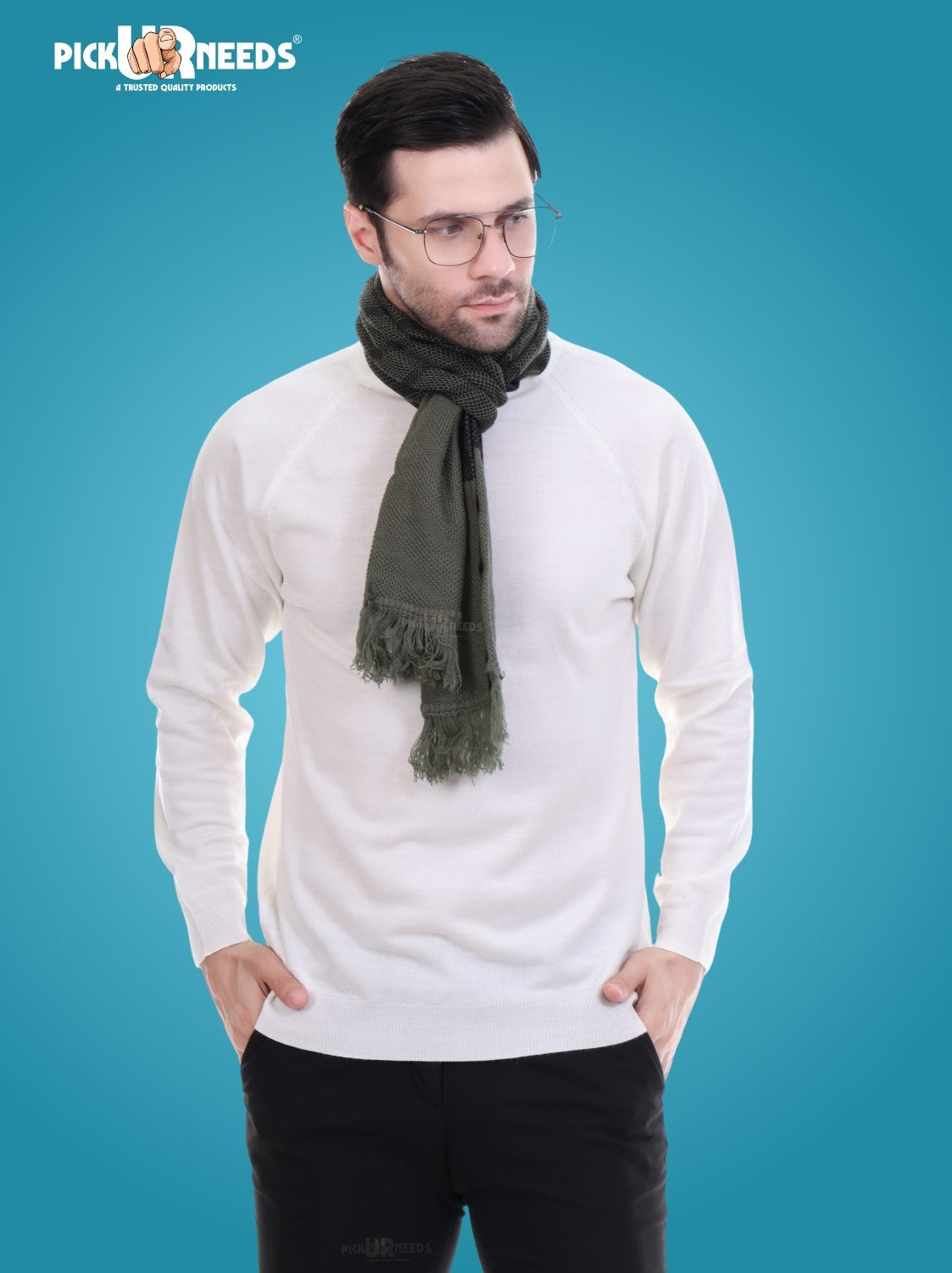 Pick Ur Needs Men’s Premium Winter Scarf Soft Knitted Muffler with Diamond Pattern Warm, Stylish & Lightweight for Cold Weather