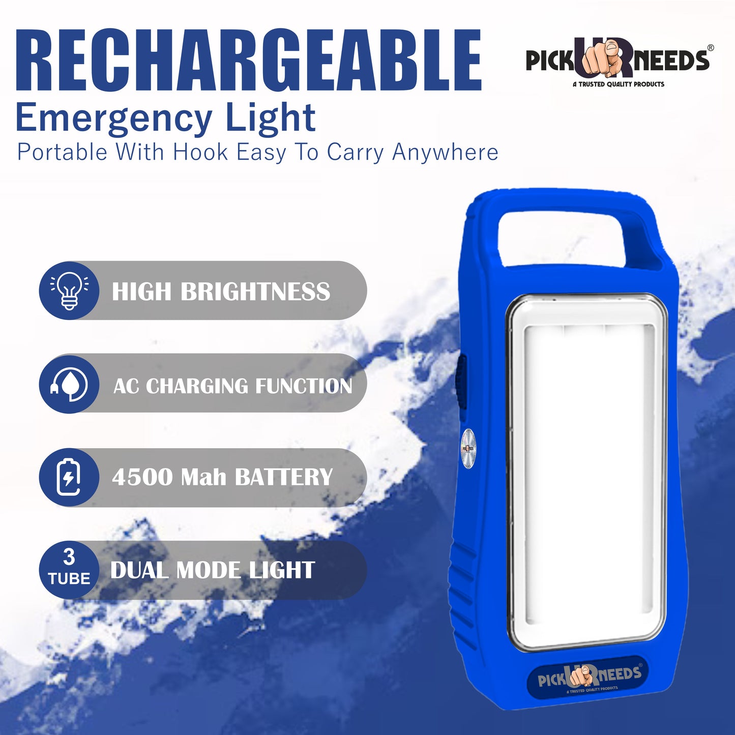 Pick Ur Needs Rechargeable Home Emergency Lantern With 3 Bright Tube Light Long Battery Backup 5 hrs Torch Emergency Light