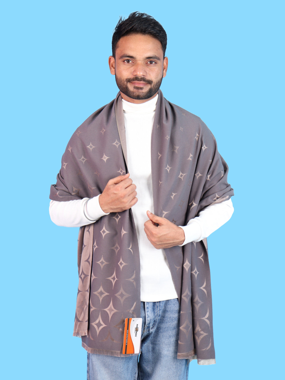 Pick Ur Needs Mens 2-in-1 Reversible Shawl Stylish Printed Winter Shawl for Boys Soft Warm Woolen Stole Premium Large Winter Wrap