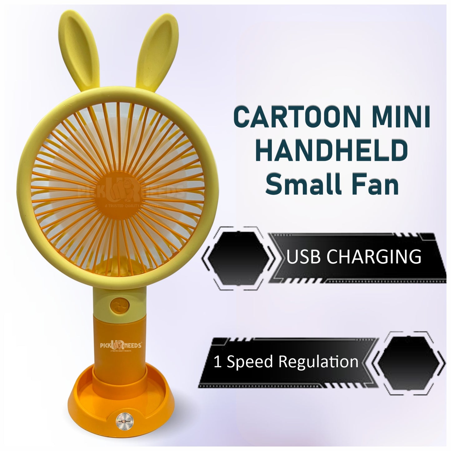 Pick Ur Needs Mini Handheld Rechargeable Portable Fan Small Cartoon Design USB Charging 5 Blade Portable Table Fan