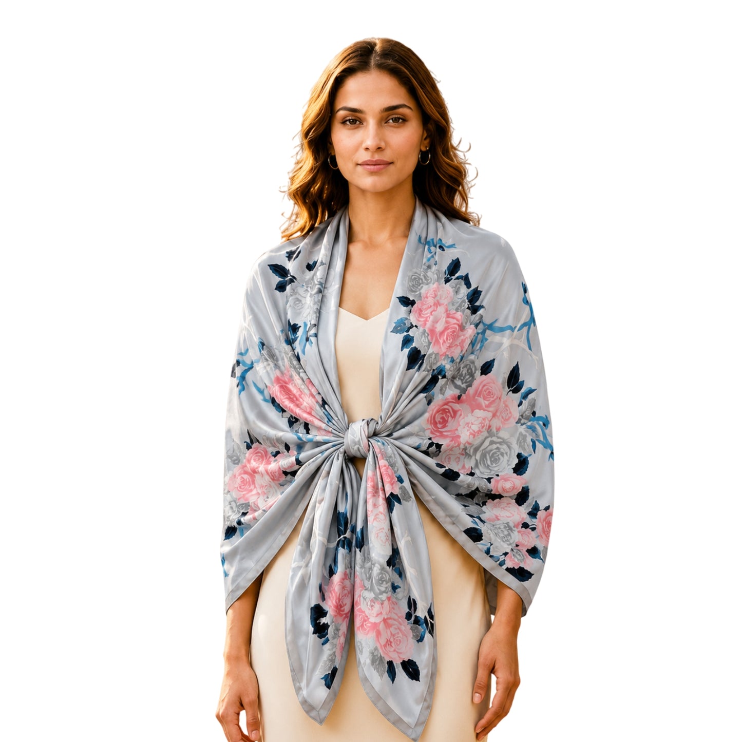 Pick Ur Needs Summer Silk Floral Printed Scarf for Womens & Girls Elegant Neck, Head & Shoulder Wrap Soft Lightweight Fashion Stole