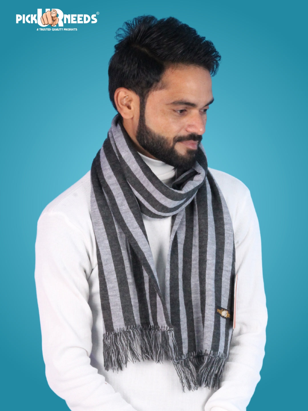 Pick Ur Needs Premium Soft Winter Muffler for Men Stylish Striped Woolen Scarf Warm & Comfortable