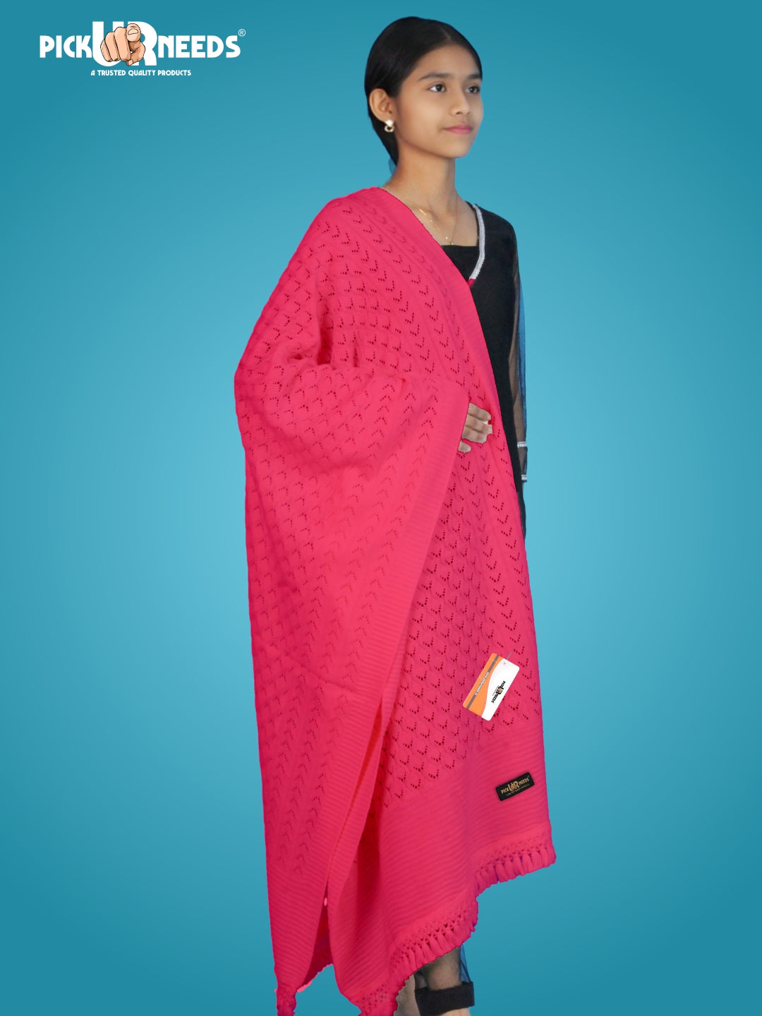Pick Ur Needs Wool Self Design Women Shawl