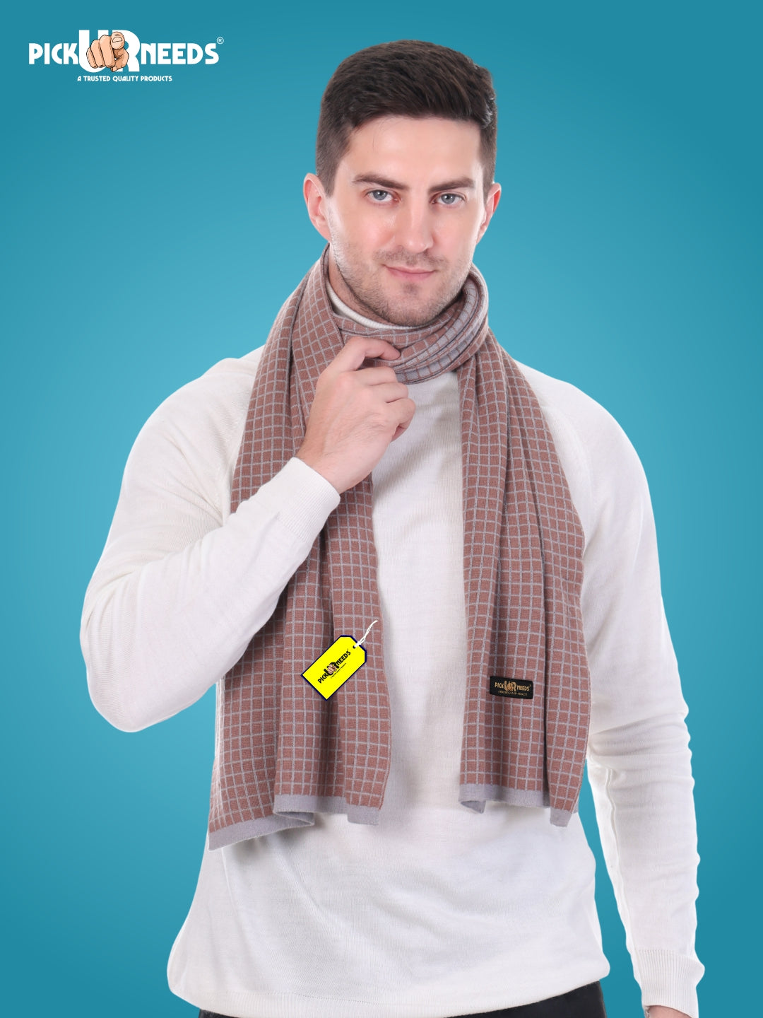 Pick Ur Needs Premium Checkered Winter Scarf, Muffler for Men – Soft, Warm, Breathable & Stylish
