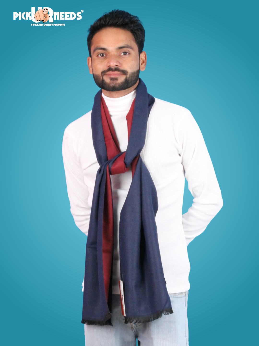 Pick Ur Needs Reversible Winter Muffler for Men Dual-Color Soft Woolen Scarf Warm, Stylish & Lightweight Muffler for Casual, Office & Outdoor Wear