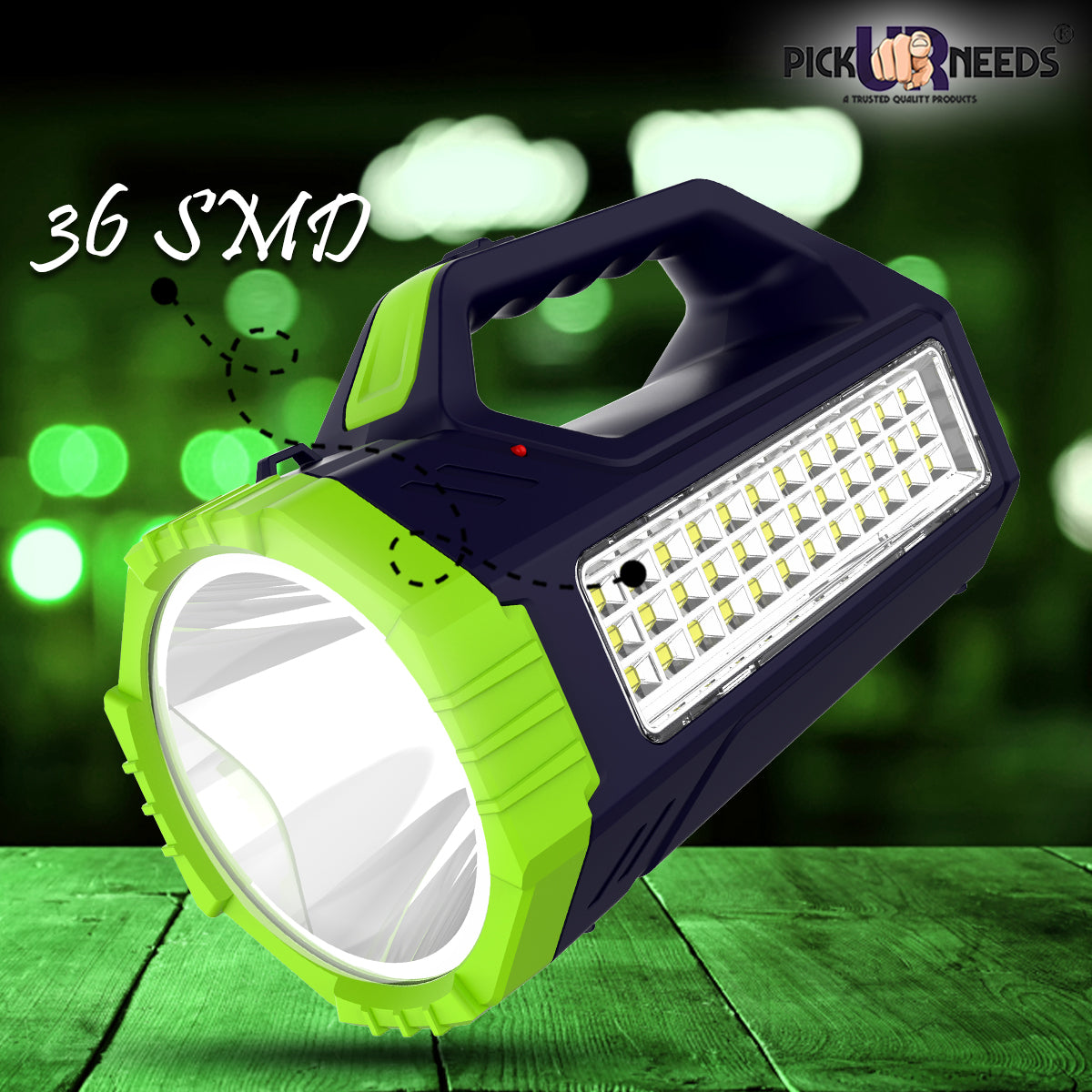 Pick Ur Needs Rechargeable Bright Led Torch Light Laser Long Range High Power Search Light Kisan Rechargeable with 36 Led Side Emergency Lights