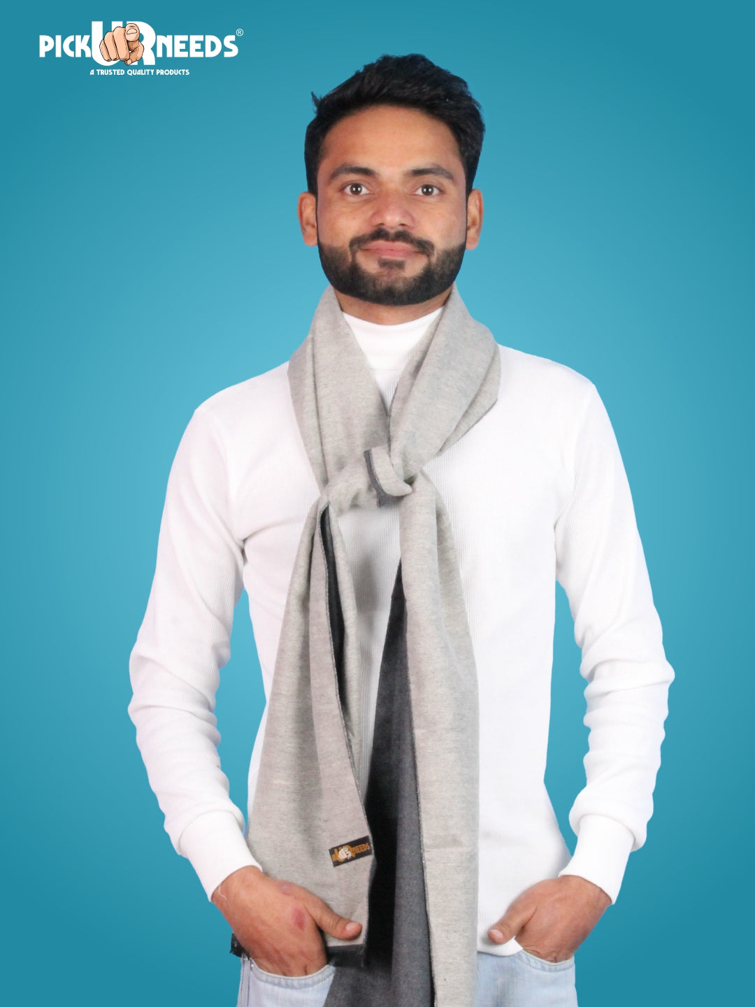 Pick Ur Needs Reversible Winter Muffler for Men Dual-Color Soft Woolen Scarf Warm, Stylish & Lightweight Muffler for Casual, Office & Outdoor Wear
