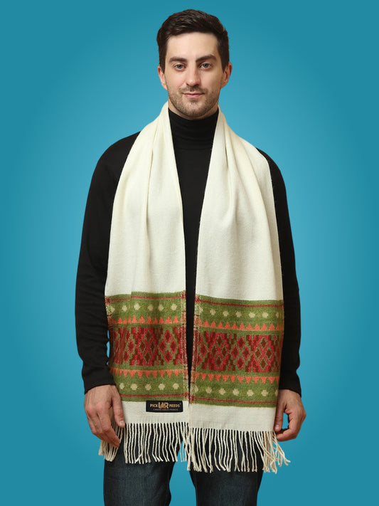 MHAX Winter Traditional Premium Muffler Woven Border Design For Men & Boys Soft Warm Neck Scarf with Fringed Tassels