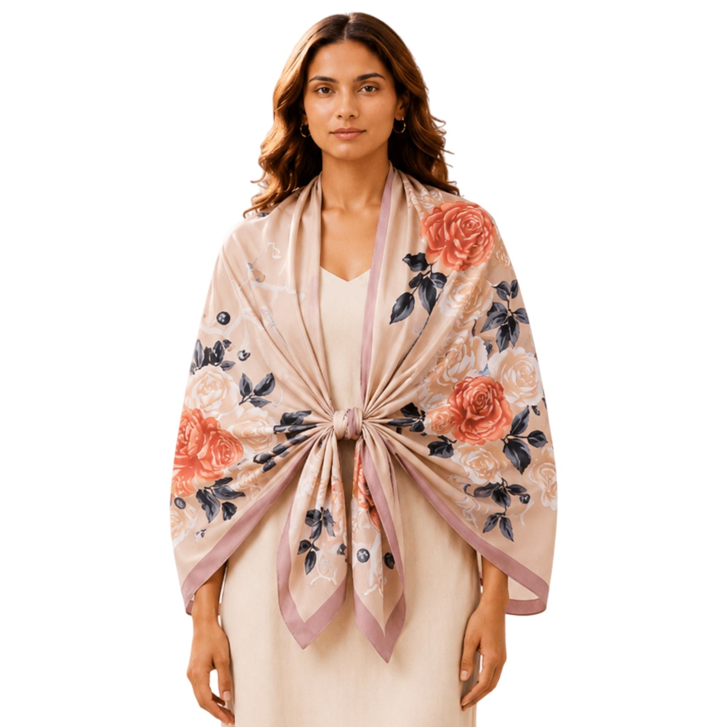Pick Ur Needs Summer Silk Floral Printed Scarf for Womens & Girls Elegant Neck, Head & Shoulder Wrap Soft Lightweight Fashion Stole