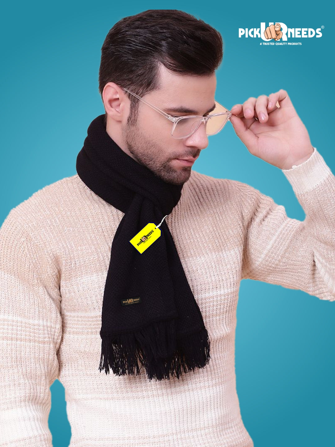 Pick Ur Needs Premium Soft, Warm & Breathable Wool Blend Winter Scarf for Men Fashionable Elegant Muffler