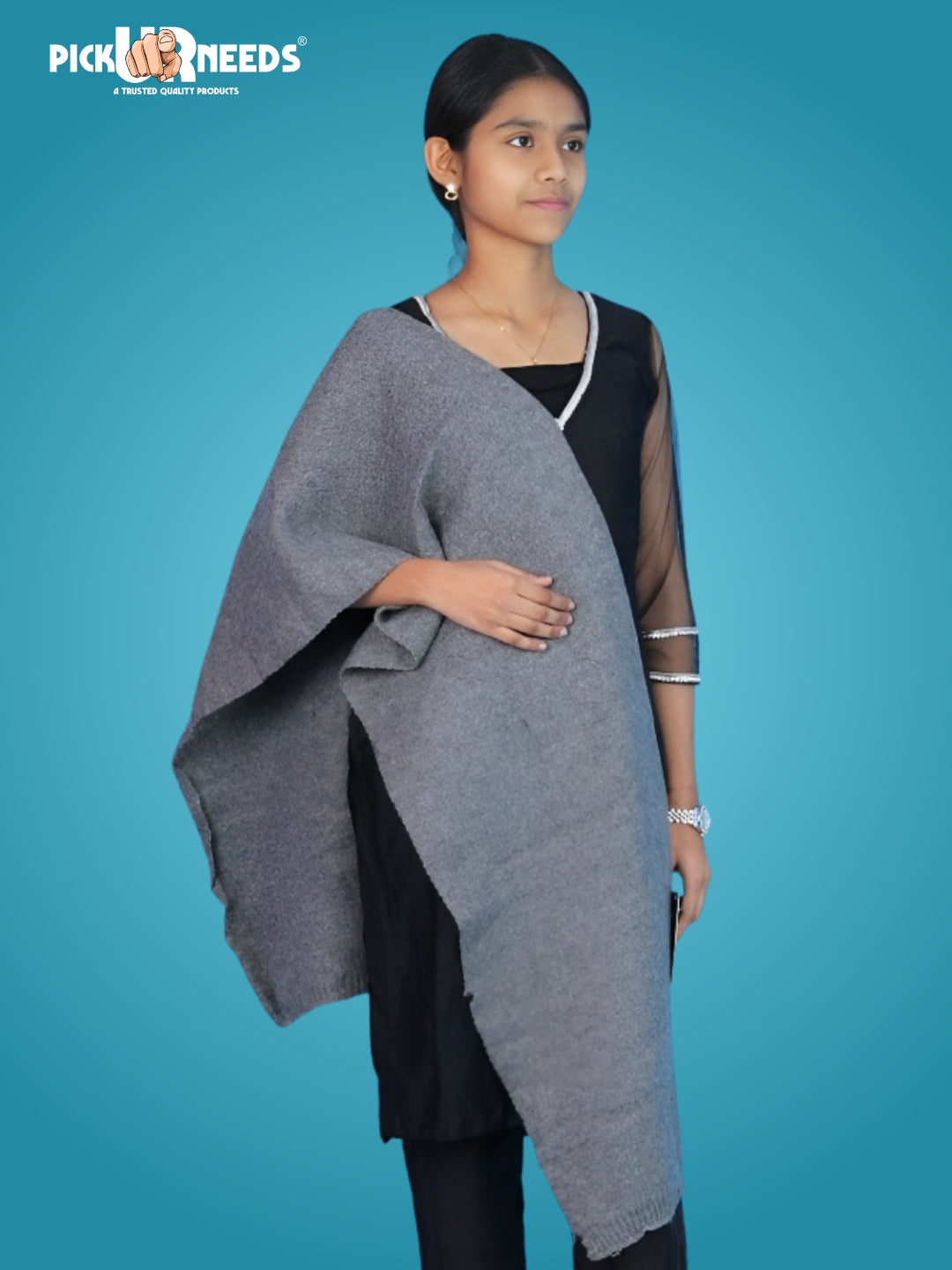Pick Ur Needs Women's Knit Shawl Wrap with Border Soft, Warm & Lightweight Winter Stole Elegant Tan Bordered Scarf for Girls